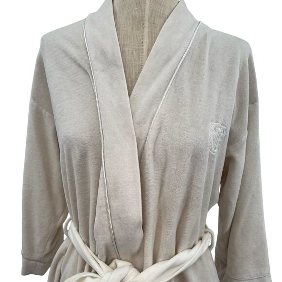 Christian Dior Vintage Robe Super Soft Velvet Monogram Logo Cream Ivory Small - Picture 3 of 16